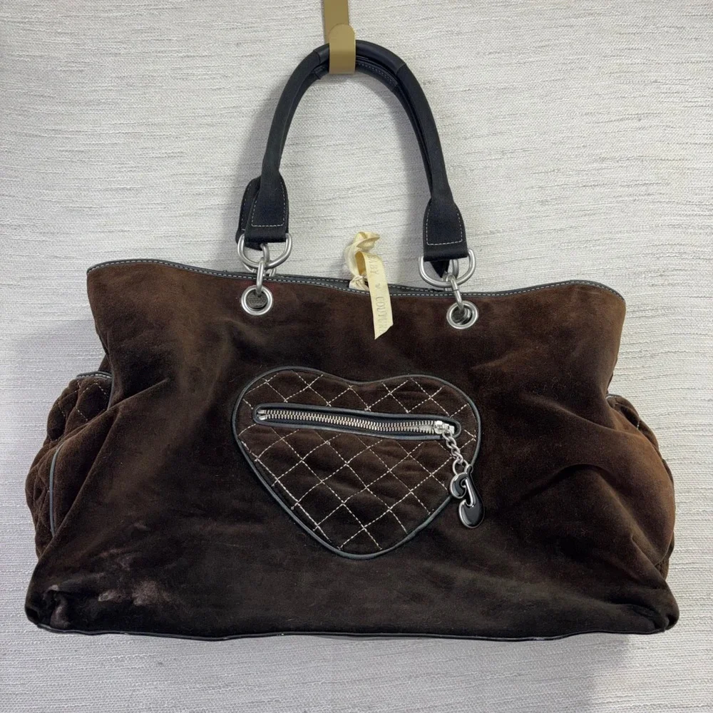 Vintage Juicy Couture Enfant Brown Velour Diaper Bag Enfant De‎ Juicy Y2K Tote